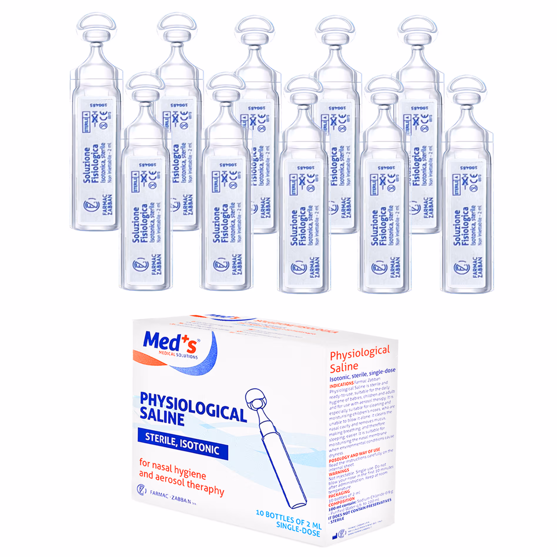 Med+S — Solution saline stérile NaCl 0,9 % pour inhalation (unidoses 2 ml)