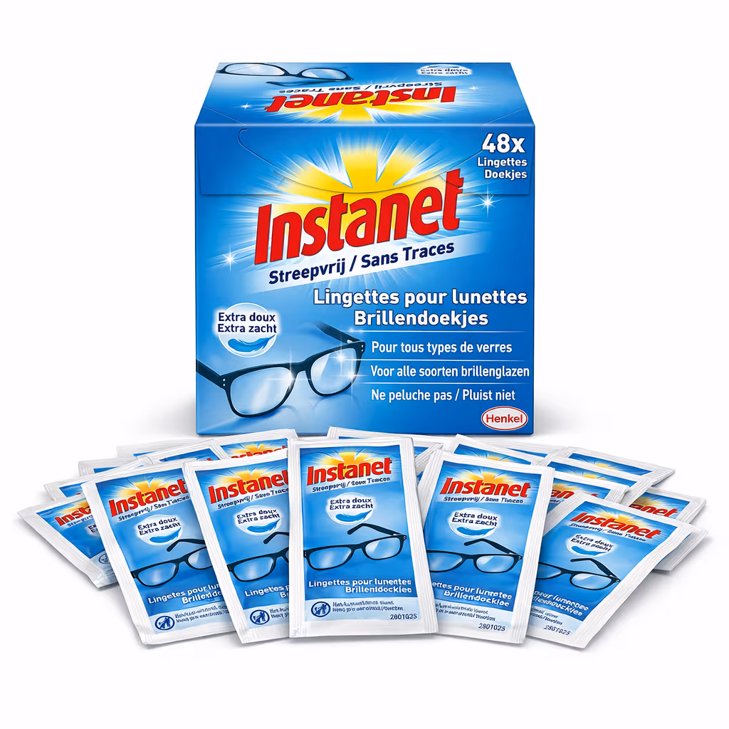 Instanet — Lingettes nettoyantes pour lunettes (boîte de 48)